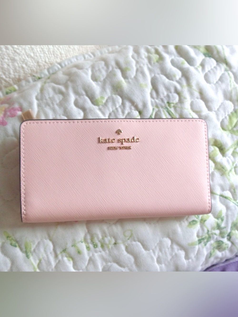 NWT kate spade light baby pink Saffiano leather continental bifold wallet